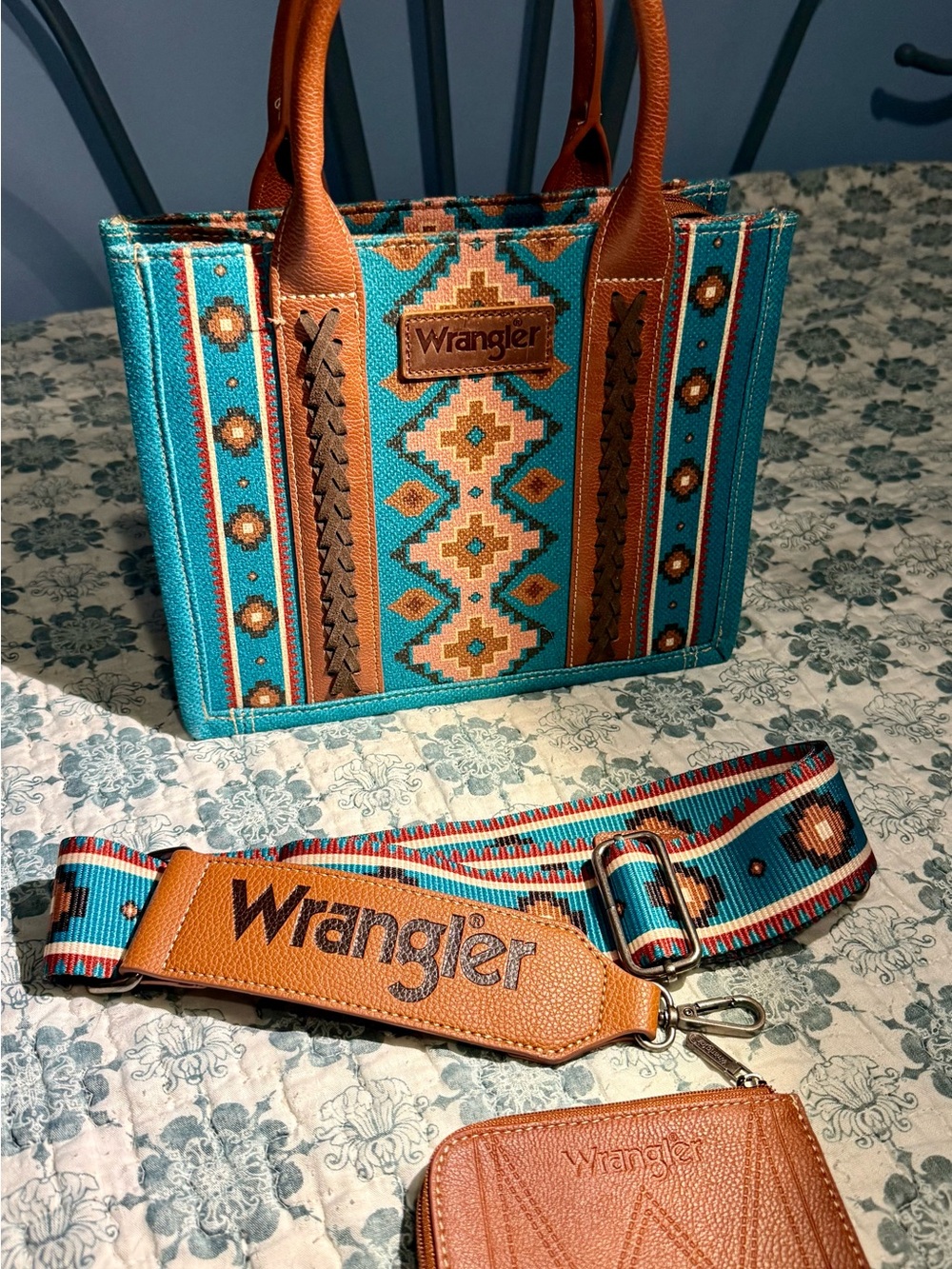 Wrangler Southwestern Crossbody Tote Bag w/ Coin Holder